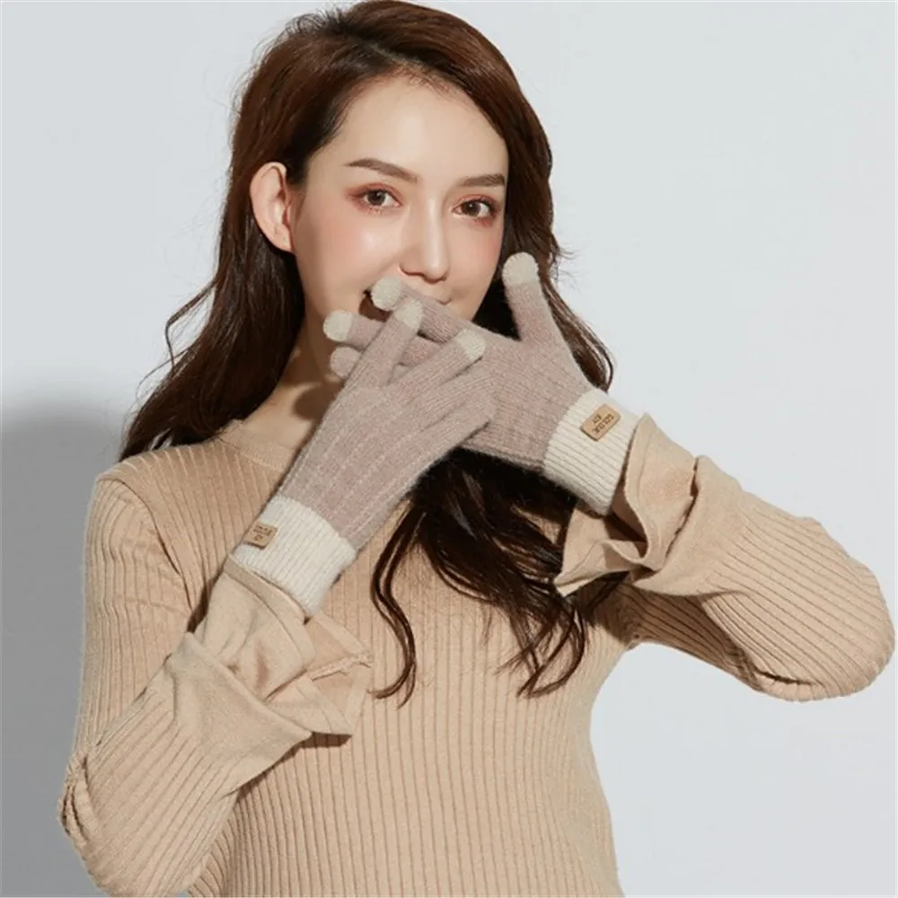 

Gloves Traveling Imitation Alpaca Warm Ms. Knitted Touchscreen Gloves