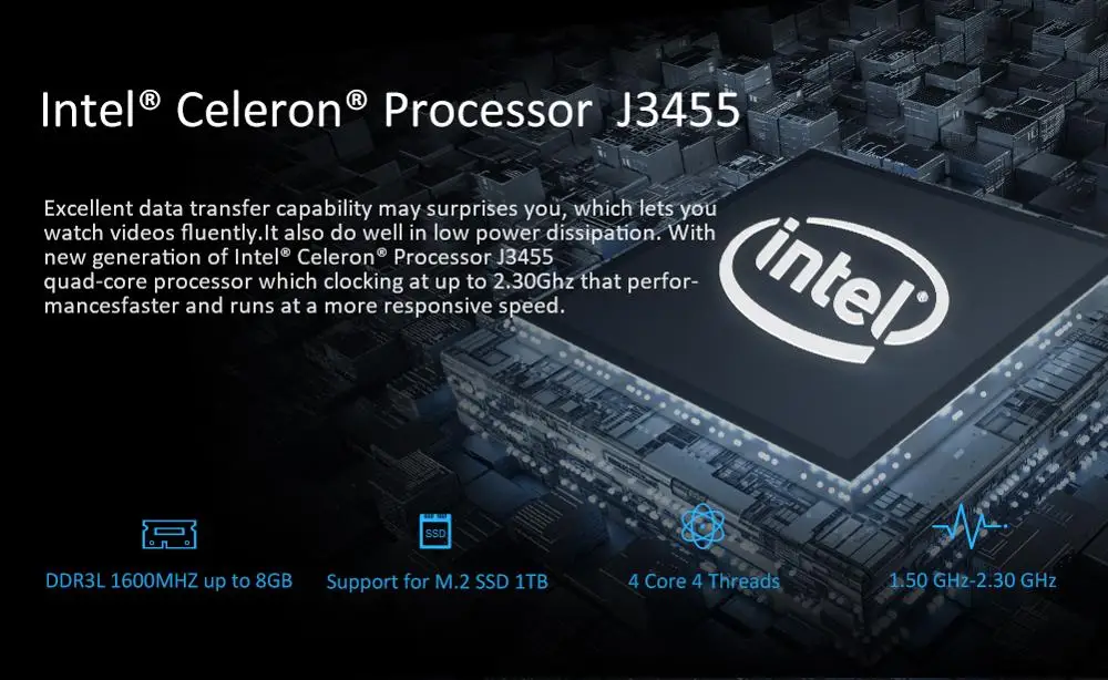 Новый оригинальный M5 Мини ПК Intel Celeron J3455 Windows 10 DDR3L 8G + 512G M.2 Накопитель SSD с