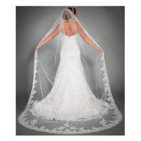 romantic new design bride wedding lace veils long cathedral veil soft tulle bridal veils with comb