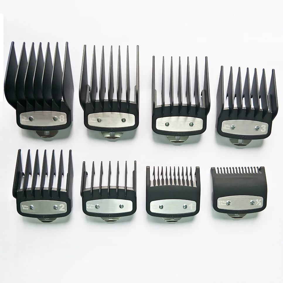 

Oil Head Electric Clippers 8PCS Professional Limit Comb Cutting Guide Combs 1.5/3/4.5/6/10/13/19/25MM Set