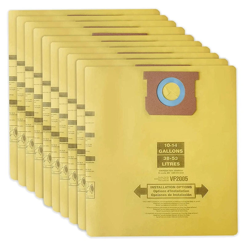 

Top Deals 10 Pack Replacement Type I Vacuum Filter Bags 9067200 For Shop Vac 10-14 Gallon Disposable Collection Filter Bags,