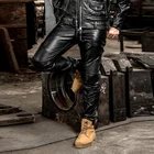 Брюки мужские зауженные из натуральной кожи, брендовые мотоциклетные штаны Slim Fit, защитная Экипировка из воловьей кожи