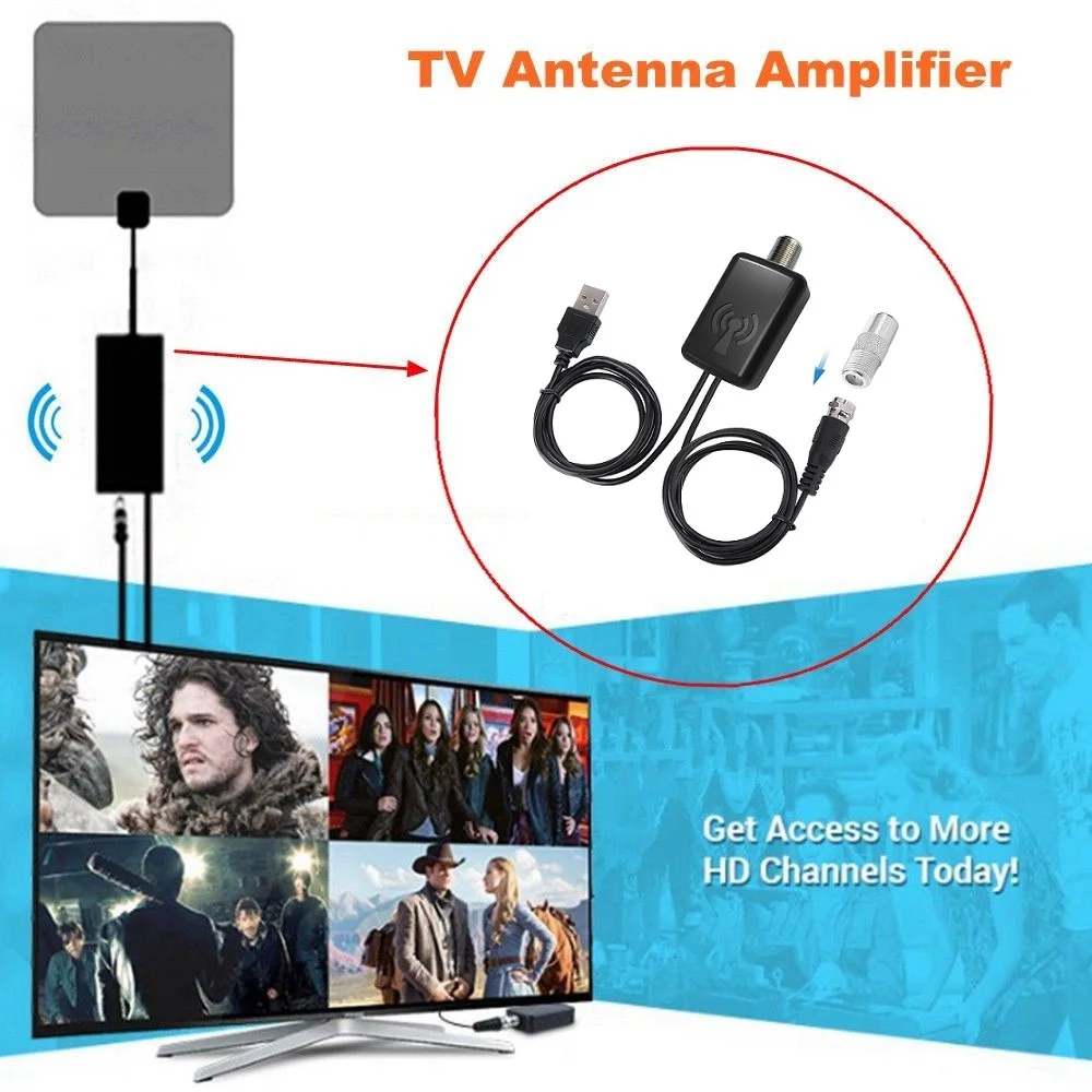 Indoor TV Antenna Amplifier HDTV Satellite Fox Ground Receiver HD Signal Booster Tuner DVB-T2 DVB DTV TDT ISDB VHF | Электроника