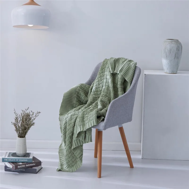 Вязаное одеяло с нитью для кровати акриловый диван декоративное покрывало