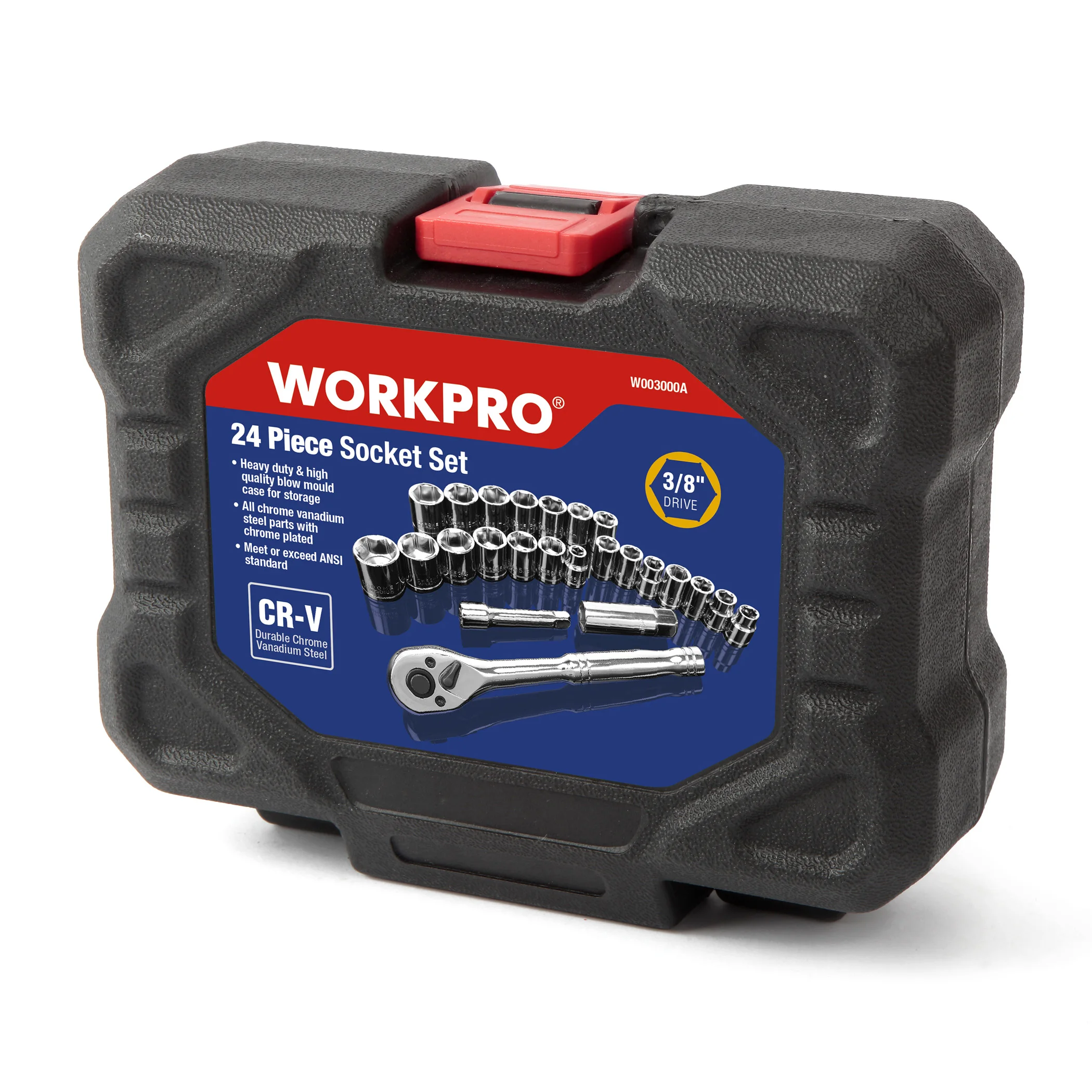 WORKPRO 24 шт. Набор инструментов динамометрический ключ торцевых головок 3/8 &quotключ с