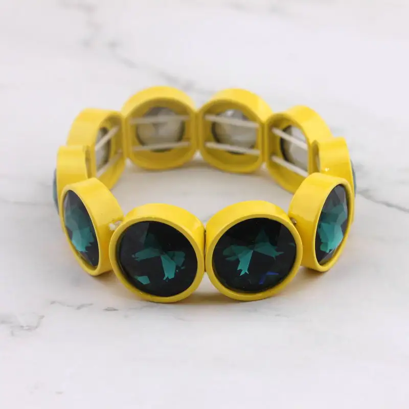 ZWPON Handmade Geometric Tile Bead Bangles Glass Crystal Bracelets for Women Fashion Elastic Paint Dot Wholesale | Украшения и