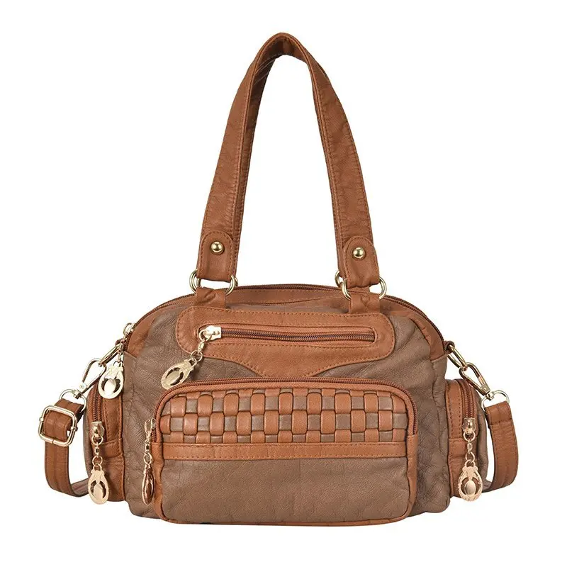 

Сумка-хобо женская из мягкой кожи, саквояж на плечо с несколькими карманами, Роскошный дизайнерский вместительный чемоданчик кросс-боди из ...