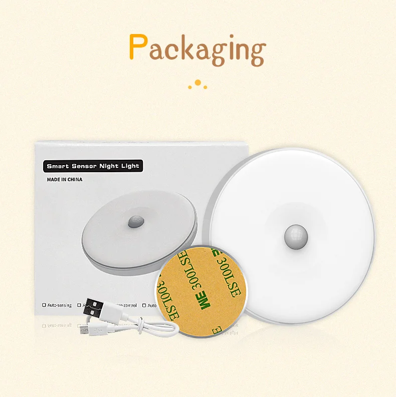 

USB Recharge LED PIR Infrared Sensor Night Light 6 Light Beads Cabinet Closet Wall Lamp for Home Bedroom Corridor