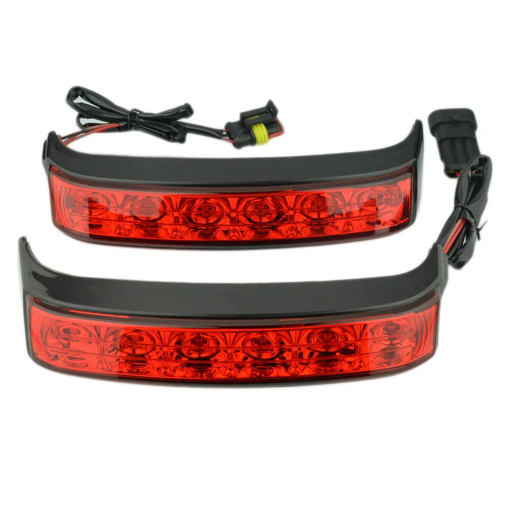 Black Red Lens Седельная сумка для мотоцикла, красный дымчатый объектив, задний светильник, коробка для багажа, корпус, лампа для Harley Touring Road King FLHR - Цвет: Black Red Lens