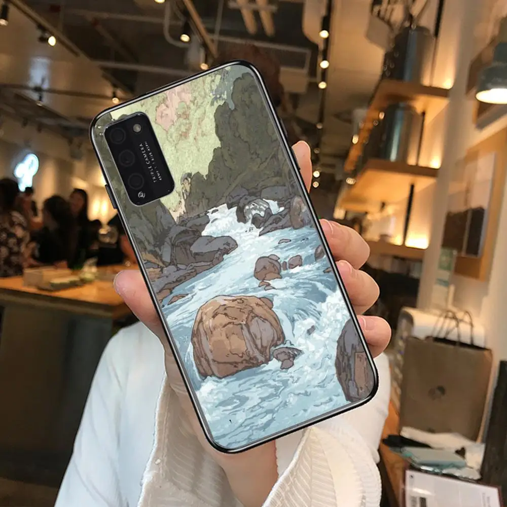 

Japanese scenery Cartoon Clear Phone Case For Huawei Honor 10 20 30 9 X Pro Lite V 5G RU Black Etui Coque Hoesjes Comic Fashion