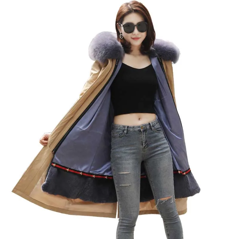 Женские парки с меховой вставкой Рекс зимняя теплая куртка натуральным лисьим