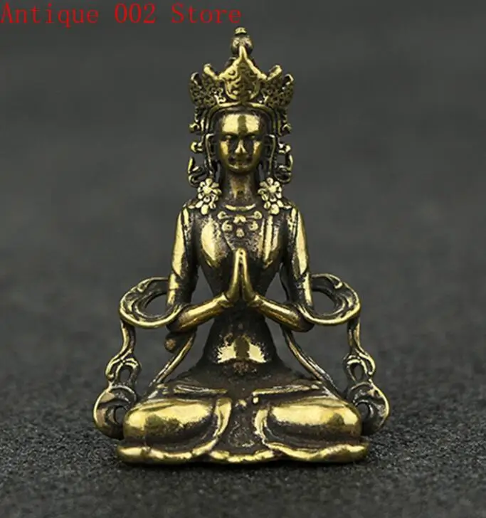 Коллекционный китайский чистый латунный резной Guan Yin Kwan Bodhisattva изысканный кулон