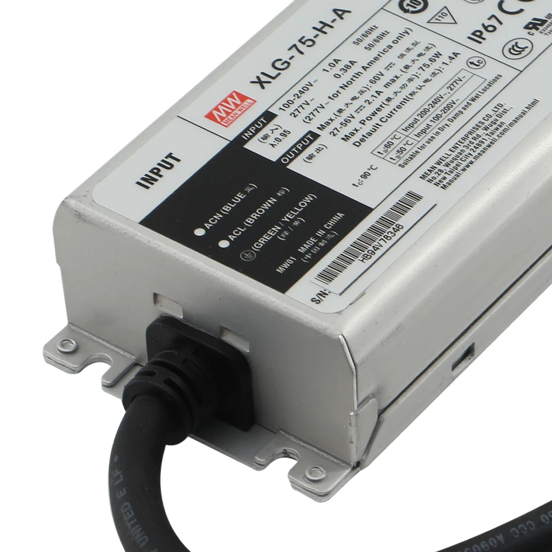 Бренд MEAN WELL представляет XLG-75-H-A 75 Вт 27-56в 1400mA постоянного Мощность режим светодиодный драйвер светодиодный Питание регулируемый