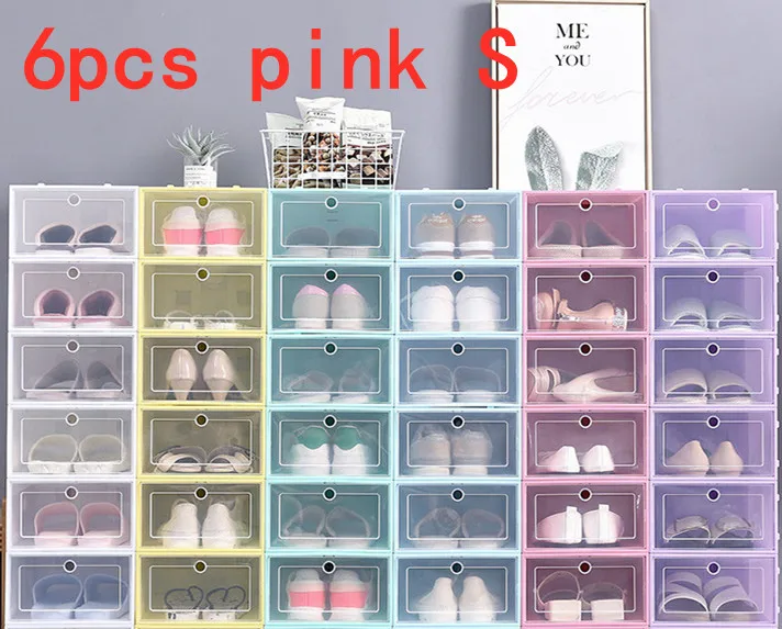 

Flip-Open Cove Transparent ShoeBox Home Shoe Boot Box Stackable Foldable Storage Organizer Container Multifunction