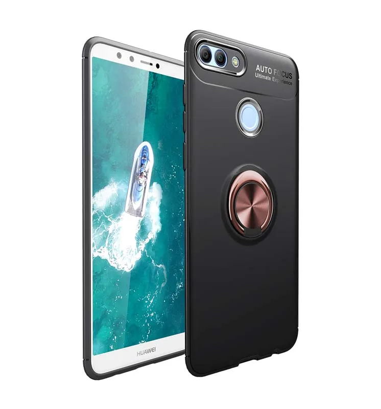 Rose Gold black Чехол Tsimak для huawei Y5 Y6 Pro Y7 Y9 Prime, Силиконовый противоударный чехол для телефона с магнитным кольцом для автомобиля - Цвет: Rose Gold black