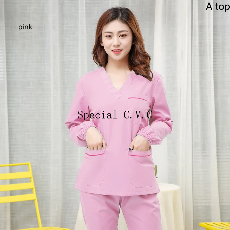 Женские скраб топ с длинными рукавами и v образным вырезом медицинская Униформа
