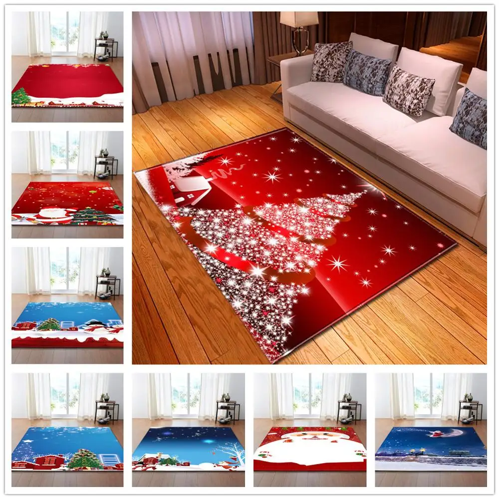 

3D Рождественские ковры с принтом Санта Клауса, рождественские домашние ковры для спальни, столовой, противоскользящий напольный коврик, мягкий фланелевый коврик для новогодвечерние