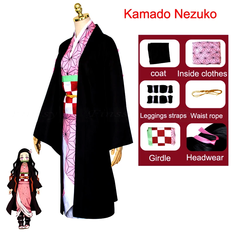 

Anime Exhibition Cartoon Character Cosplay Costume Demon Slayer Kimetsu no Yaiba Tanjirou Nezuko Cosplay Kimono Wig