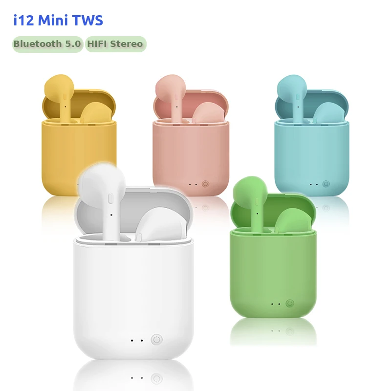 Оригинальные беспроводные наушники Mini i12 TWS Bluetooth 5 0 карамельных цветов Hi Fi стерео