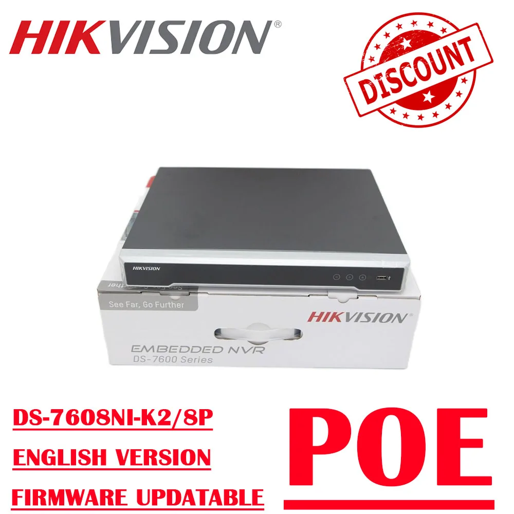 

Hikvision 8CH POE NVR DS-7608NI-K2/8P Plug & Play 4K видеорегистратор 2 SATA для HDD