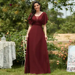 Вечерние платья размера плюс для женщин Ever Pretty EP07851 А-силуэта с v-образным вырезом винтажные платья для особых случаев Robe De Soiree Femme 2020