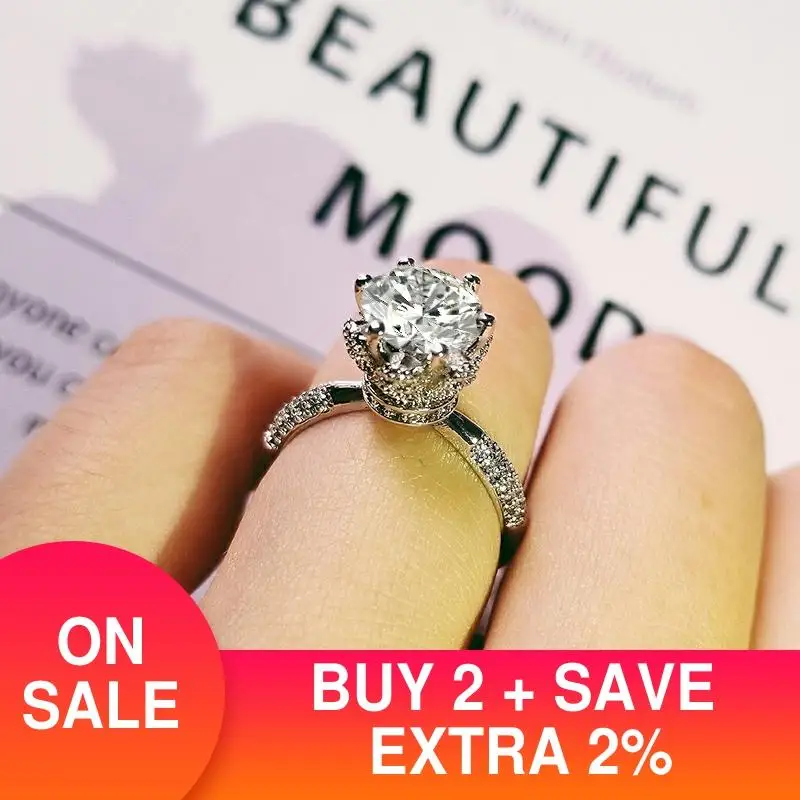 Модное роскошное обручальное кольцо из стерлингового серебра 925 пробы для