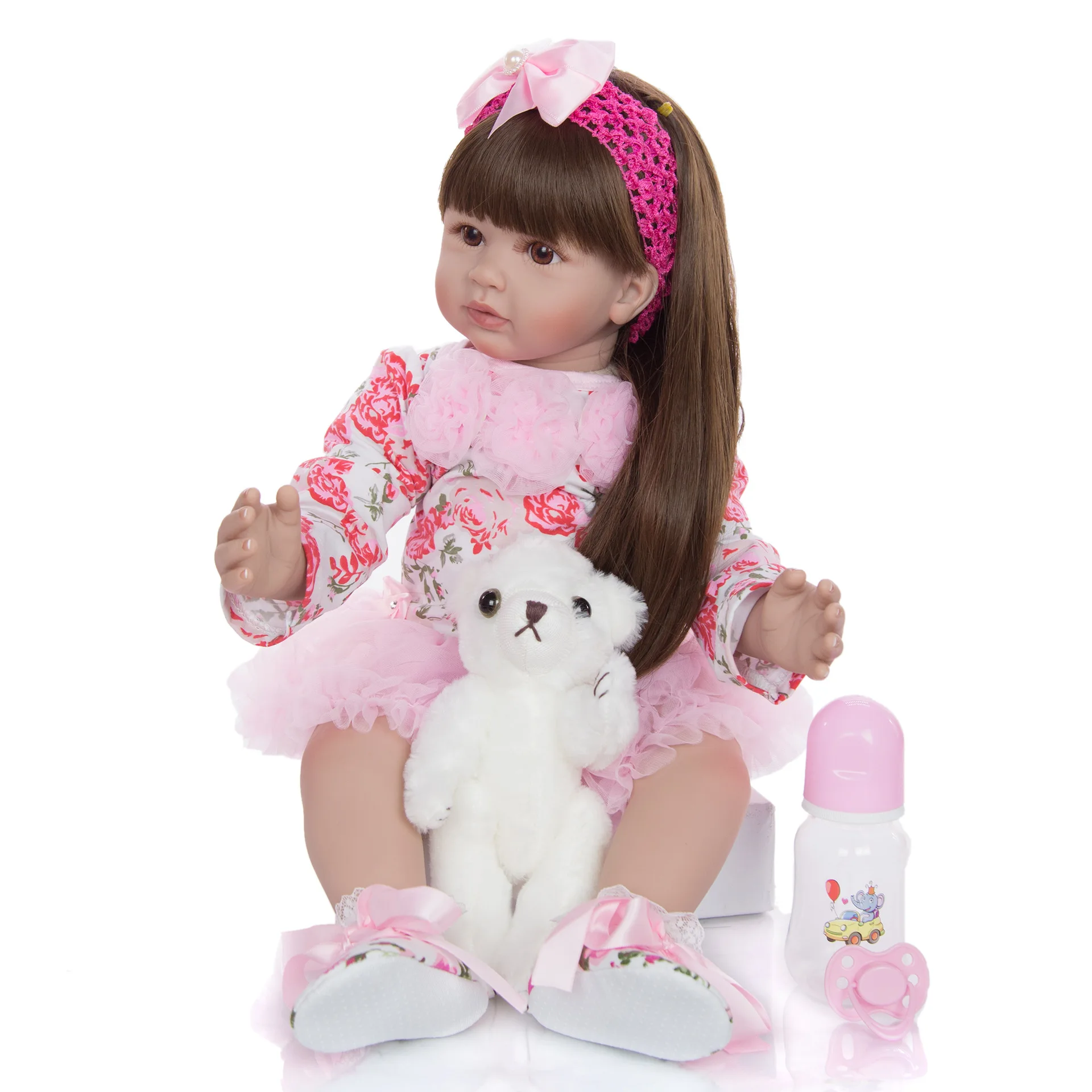 

59cm pink princess dress bebe reborn doll boneca Filled cotton simulation girl silicone reborn doll to give children best gift