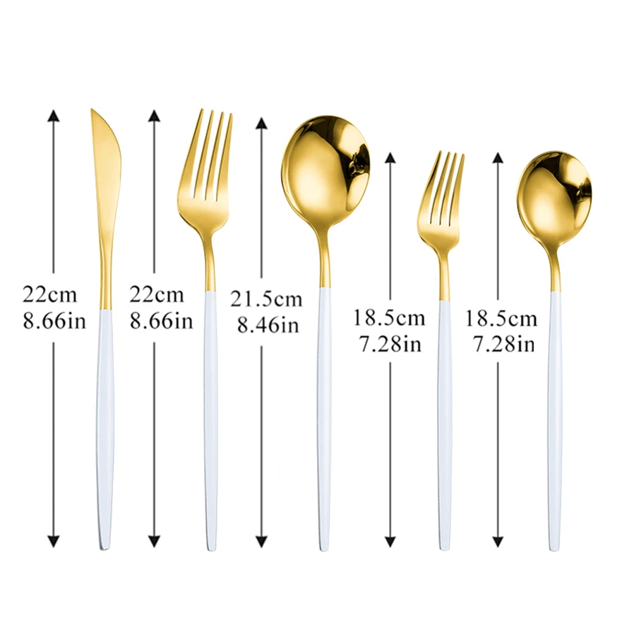 

White Gold Dinnerware Set 18/10 Stainless Steel Cutlery Tableware Flatware Sets Dinner Knife Fork Spoon Silverware Set Kid