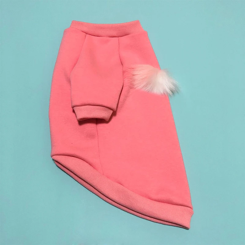Свитер для маленьких собак розовый хлопковый свитер зимнее теплое пальто