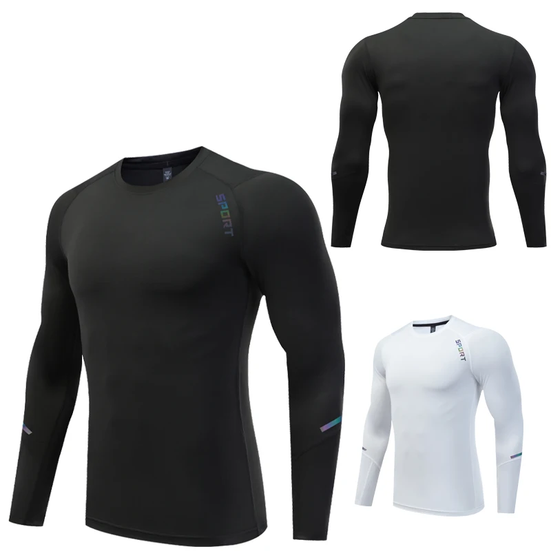 

Long Sleeve Print Sport Running Outdoor Training Gym Bodybuilding Tee Thin Autumn Riding Workout Man Compression Tshirt