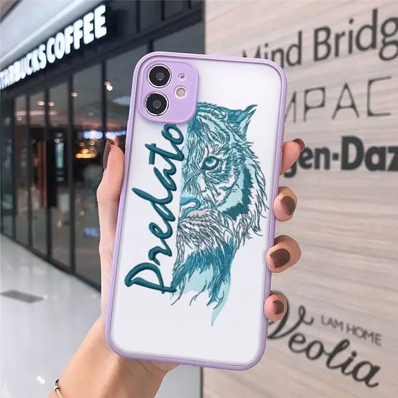 

Predator tiger leopard Phone Cases Matte transparent For Purple iPhone 12 Mini 11 Pro XR XS Max 7 8 Plus X Back Cover