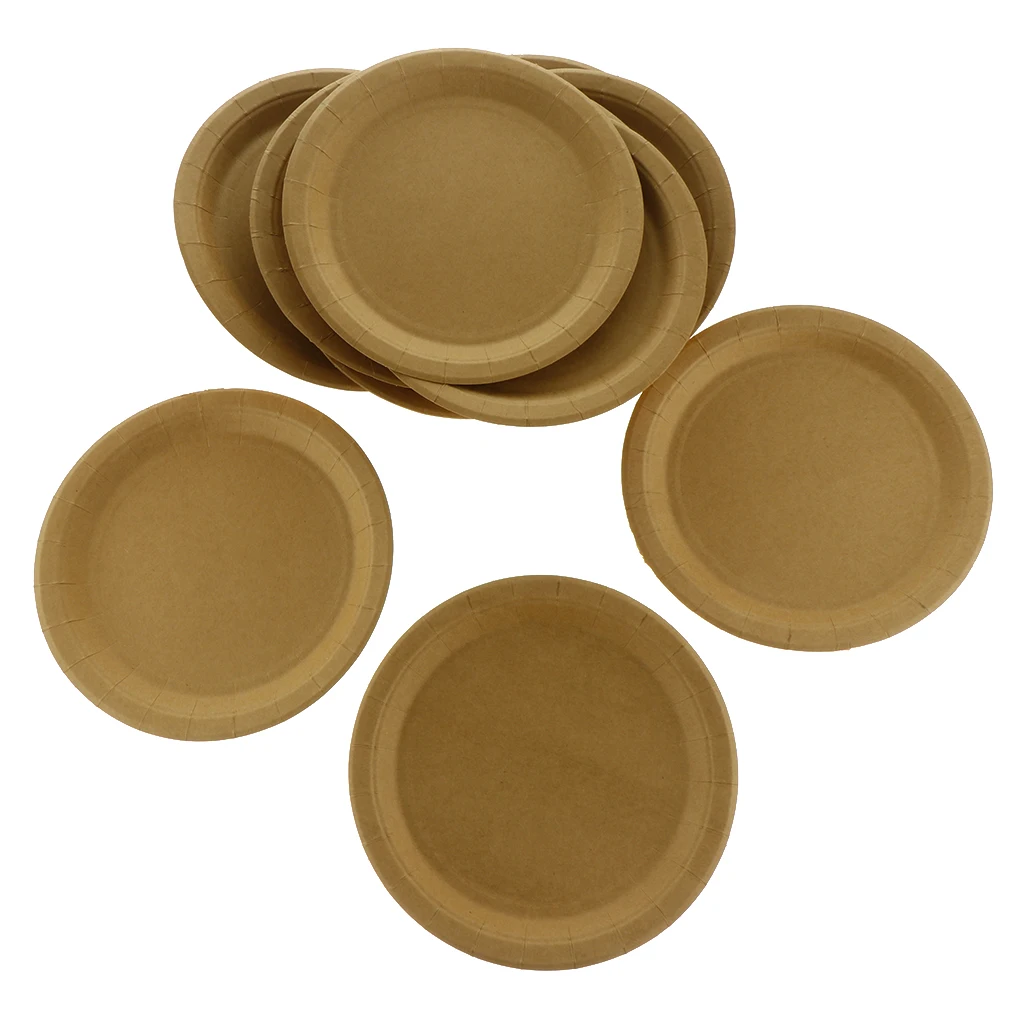Одноразовые обеденные тарелки круглые крафтовые для вечерние ринки свадьбы
