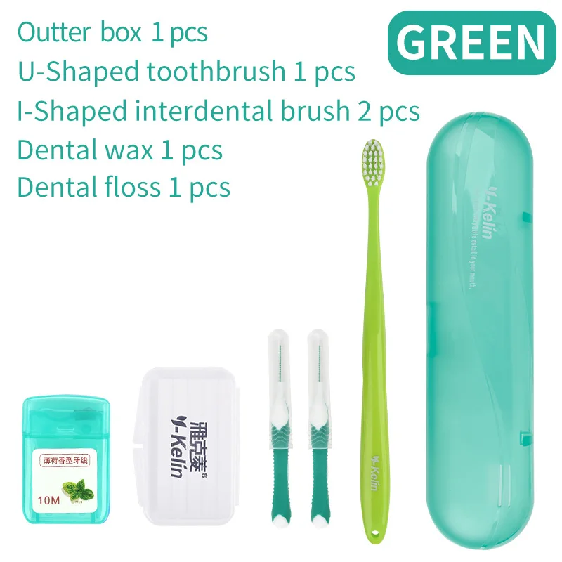 Y kelin портативный ортодонтический набор для ухода за зубной щёткой inter brush wax floss box|