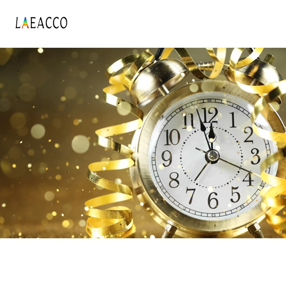 Laeacco Wine Glasses Clock Light Bokeh New Year Party Photography Backgrounds Customized Photographic Backdrop For Photo Studio |