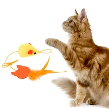 Кошка игрушка с перьями смешная &quotмышь&quot для котенок Товары