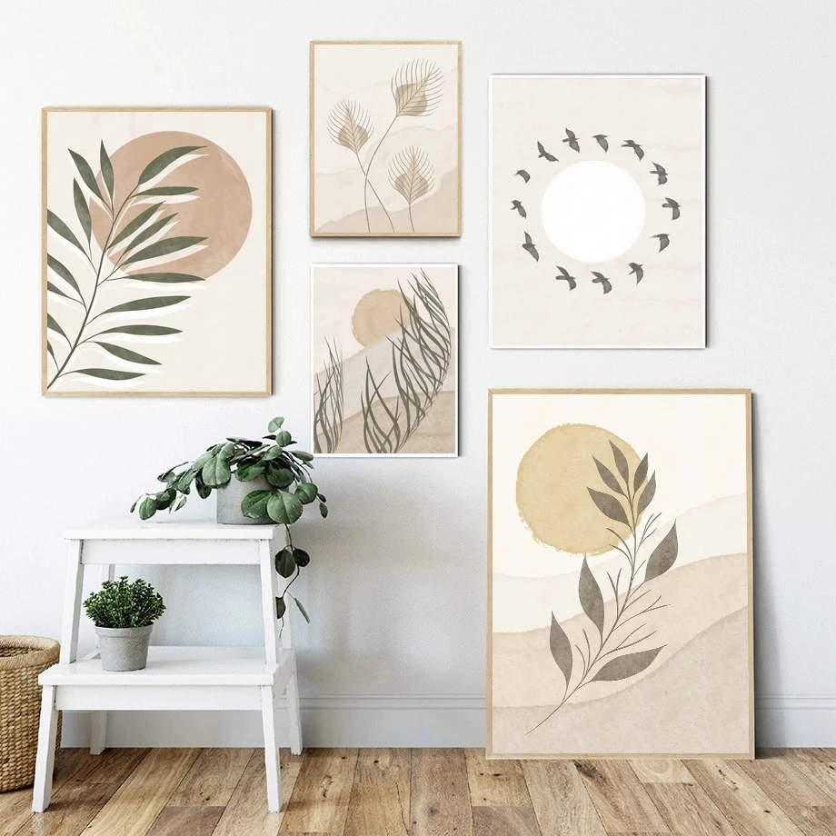 Абстрактная настенная Картина на холсте с изображением бамбуковых листьев