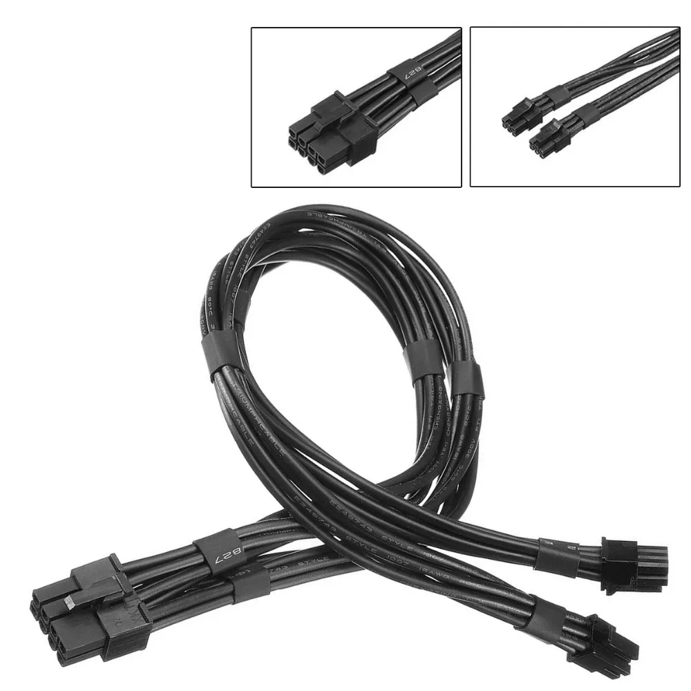 18AWG двойной мини 6 контактный штекер до 8 контактного PCI E кабель питания сплиттера