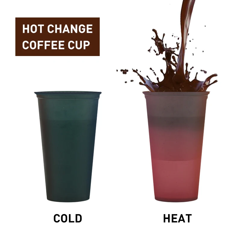 

473ML Plastic Temperature Change Color Cups 5pcs Colorful Hot Water Color Changing Coffee Cup Mug Water Bottles Christmas Gifts