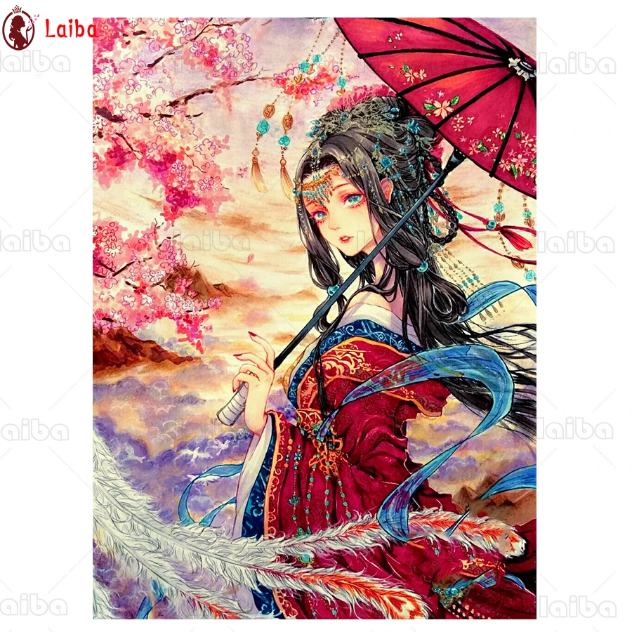Фото на заказ diy Бриллиантовая вышивка Фэнтези искусство Японская женщина