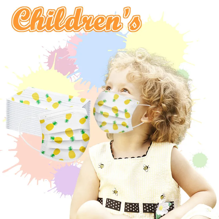 20 шт. детские маски для рта с мультипликационным принтом 3 слоя Пыленепроницаемая