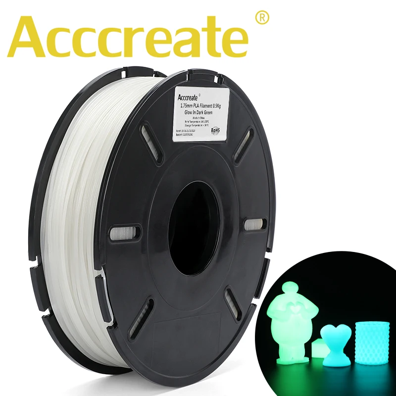 PLA нить Acccreate для 3D принтера 1 75 мм светится в темноте точность 3d печати +/ 0 02 500 г/0 5