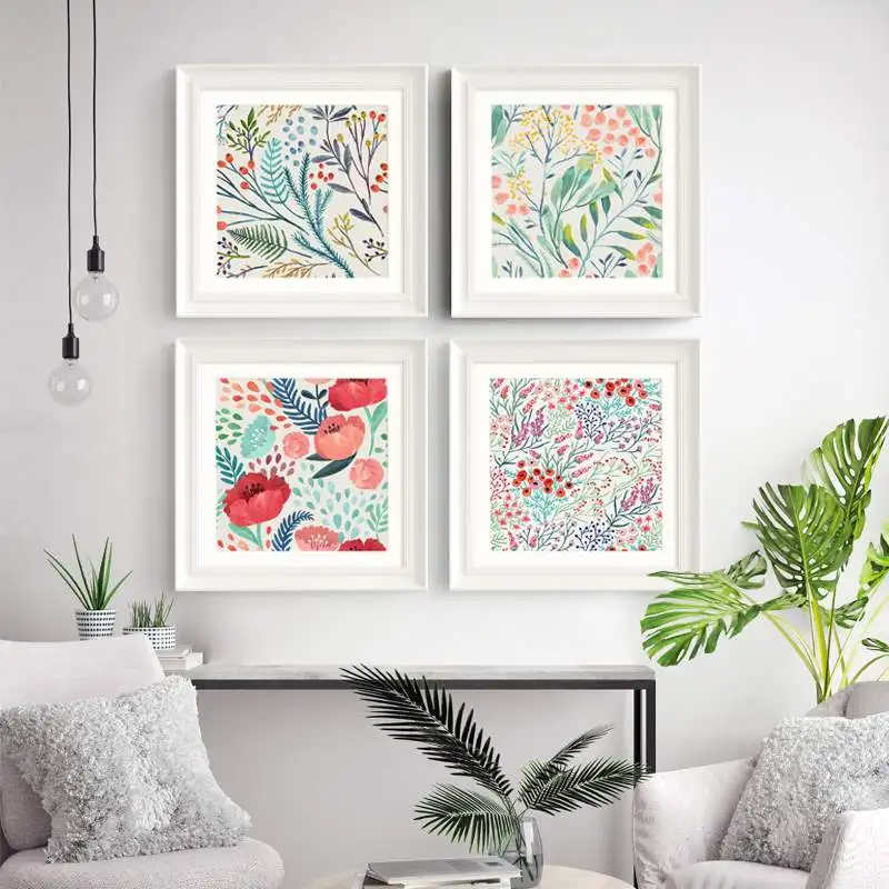 

Nordic Home Decor Small Fresh Flower Canvas Painting Oil Painting Wall Pictures For Living Room Round Posters Cuadros Decoration