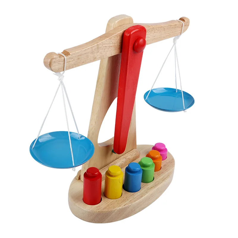 

Новая образовательная игрушка HS, маленькие деревянные весы, игрушка с 6 весами для детей, малыш