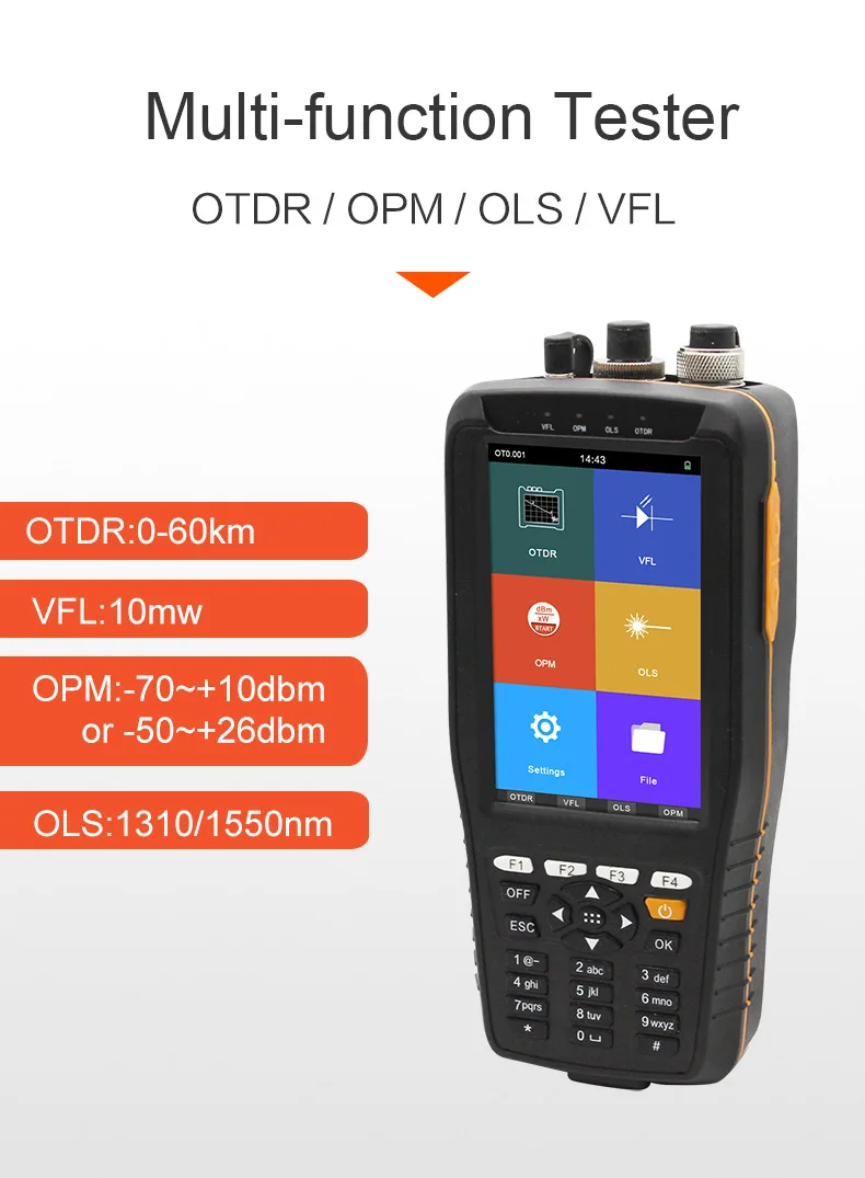 OTDR сенсорный экран TM290 тестер оптического времени домена рефлектометр 4 в 1 OPM/OLS/VFL