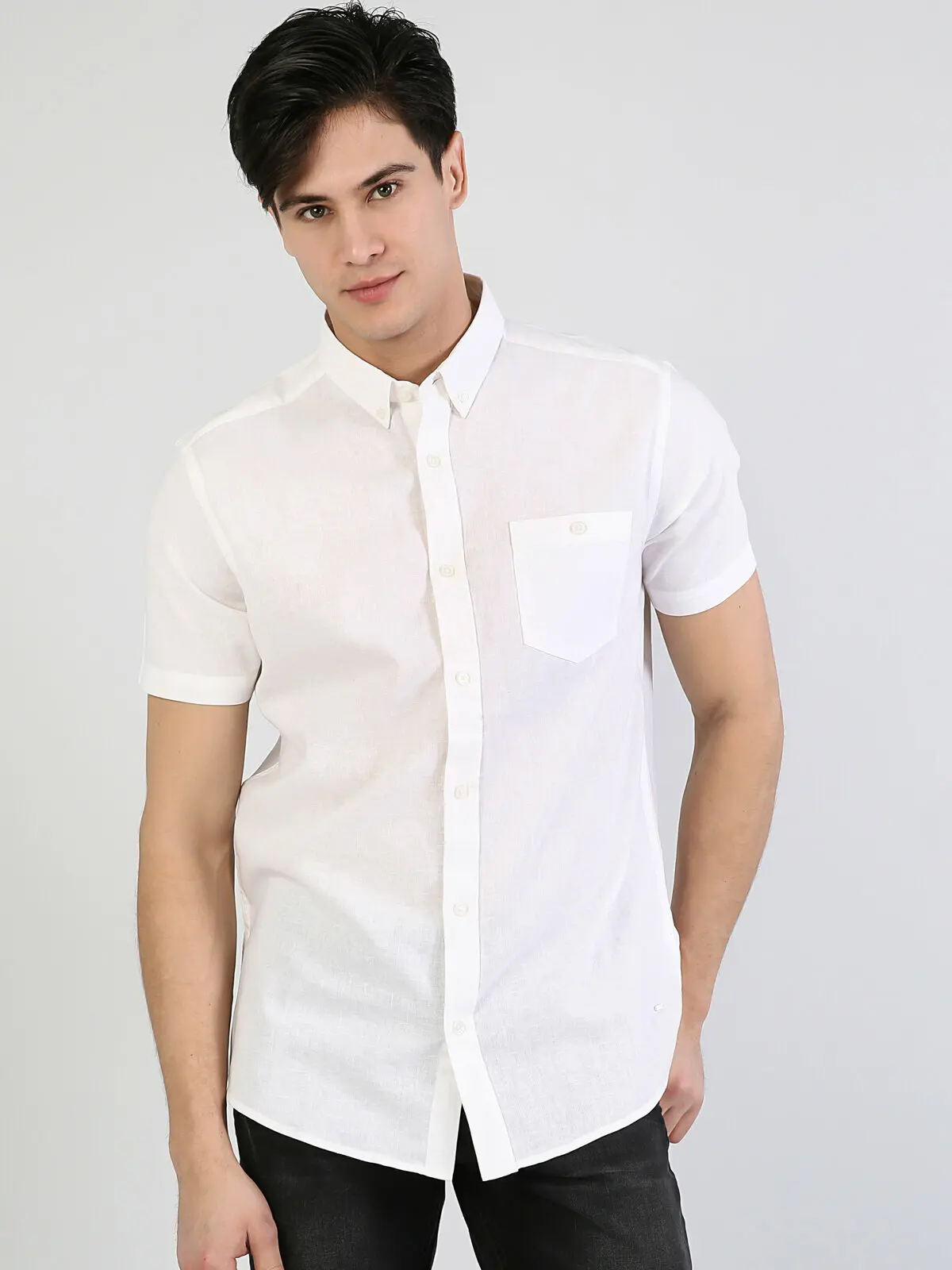 

Colins Men Regular Fit White Short-Sleeved Shirtshirts for men Men's shirt man shirt,CL1043017