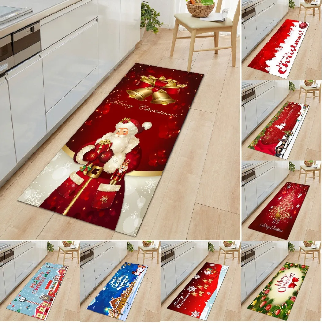 

Santa Claus Christmas Mat Soft Rug Welcome Doormats Non-Slip Carpet Outdoor Carpet For Xmas Party Decor Navidad Gift New Year