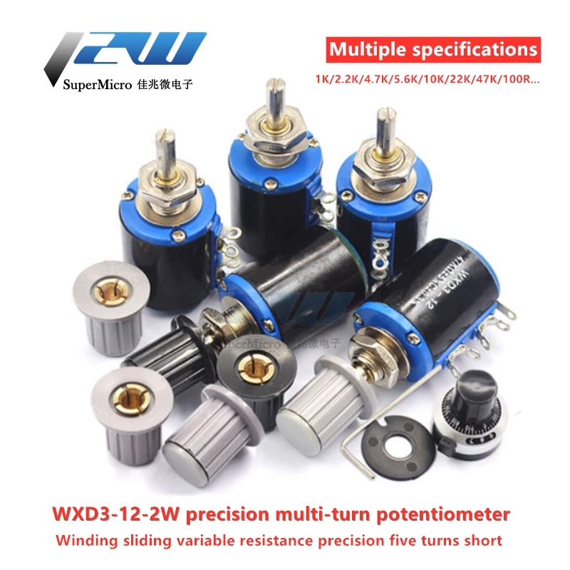 WXD3 12series 12 2W 1K 2K2 3K3 4K7 10K Ohm 100R 220R 470R 2 K 3 4 7 проводной потенциометр|Соединители| |