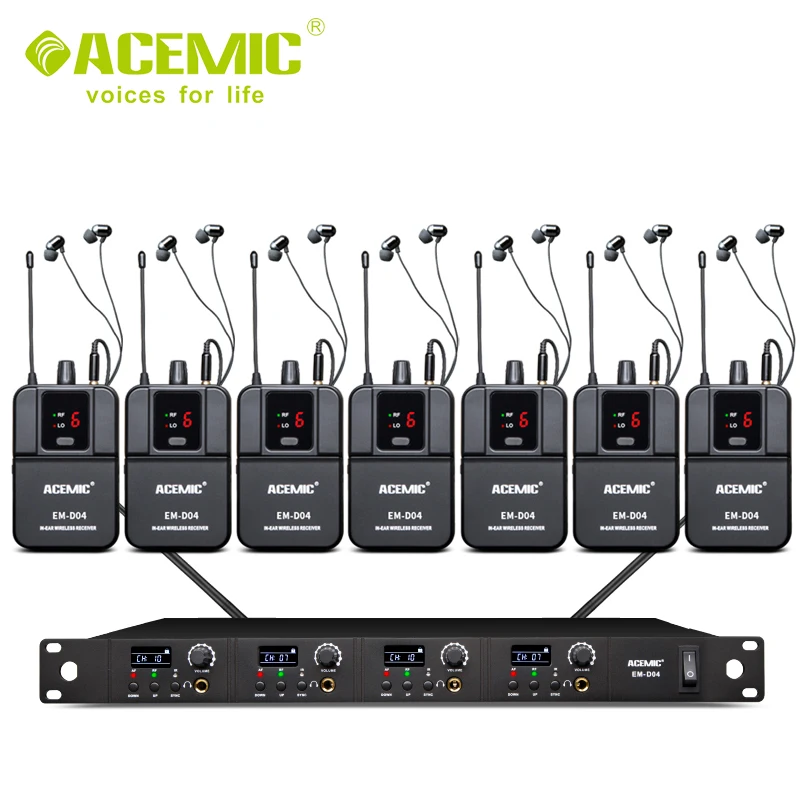 Быстрая ACEMIC EM-D04 четырехканальный беспроводной монитор в ухо система сценический монитор хорошее качество в уши - Цвет: D04 7
