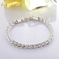 aimarry 925 sterling silver charm 6mm waeve chain bracelet for women party wedding anniversary gifts fashion jewelry