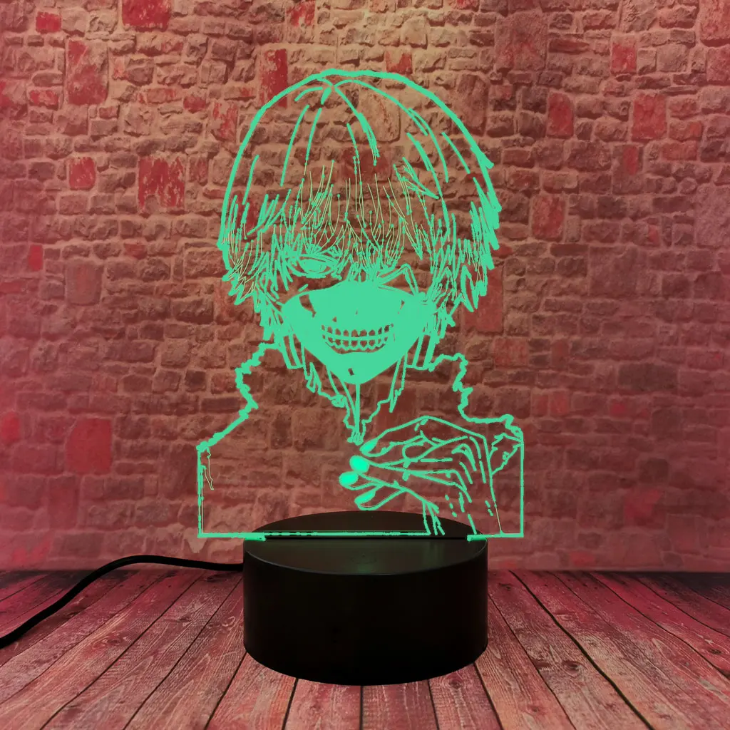 

Cool Nightlight 3D Visual Illusion LED Lamp Tokyo Ghoul Anime Figure Toyss